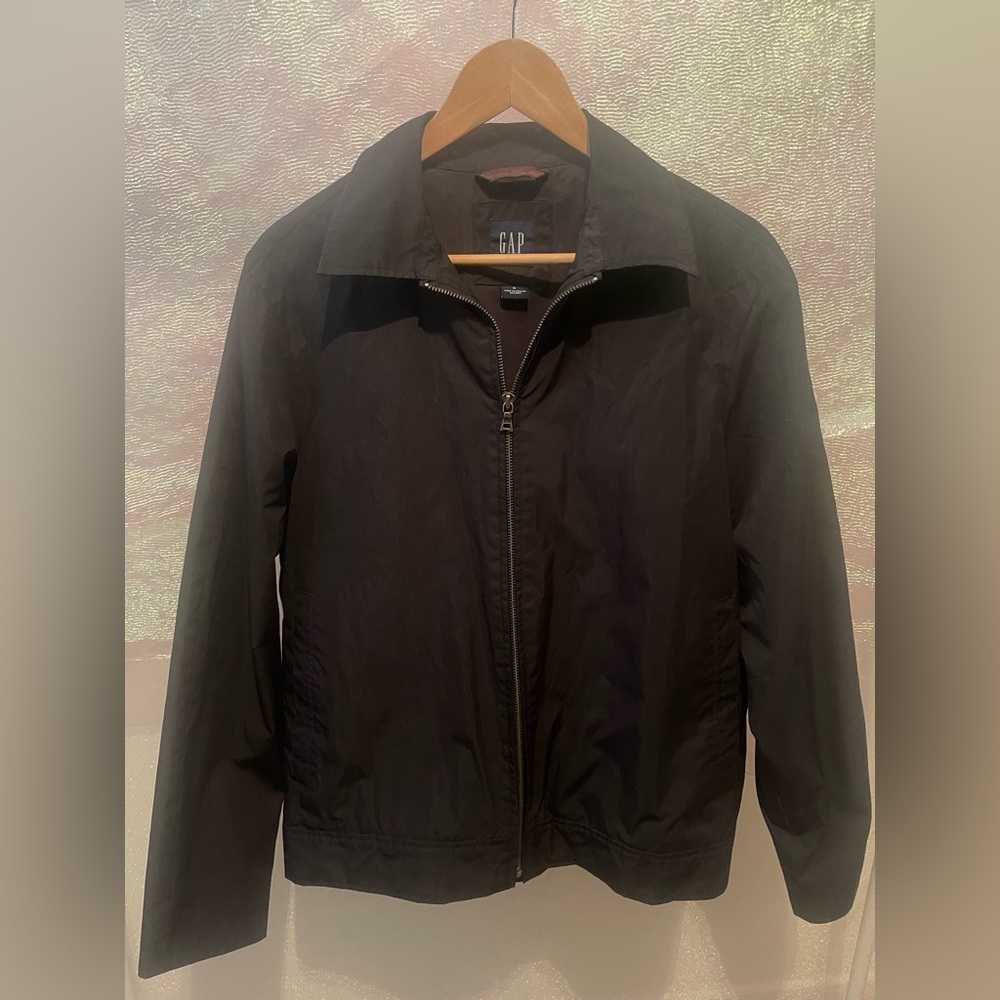 Black Zip Up Polyester Jacket